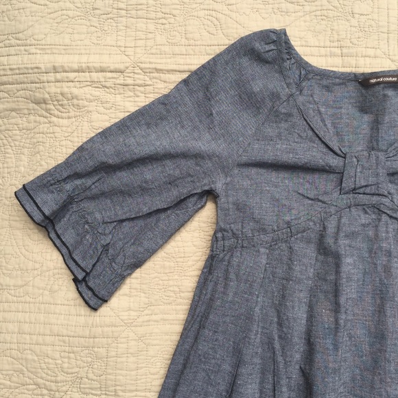 Denim Bell Sleeve A Line Dress - Picture 4 of 6